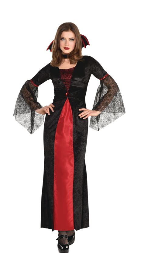 Women S Countess Vampiretta Vampire Black Red Dress With Necklace Halloween Costume Assorted