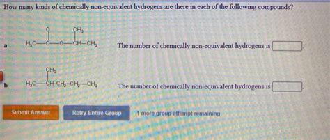 Solved How Many Kinds Of Chemically Non Equivalent Hydrogens Chegg