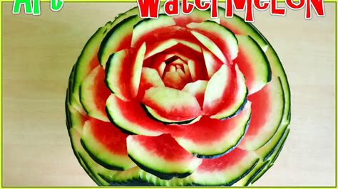 Art In Watermelon Rose Flower Art Of Vegetable And Fruit Carving