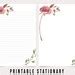 Floral Printable Letter Paper Red Rose Line Sheet Floral Printable