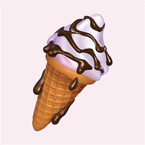 Gelado em um cone de waffle chocolate em uma ilustração vetorial de