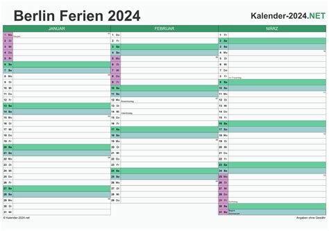 FERIEN Berlin 2024 Ferienkalender Übersicht