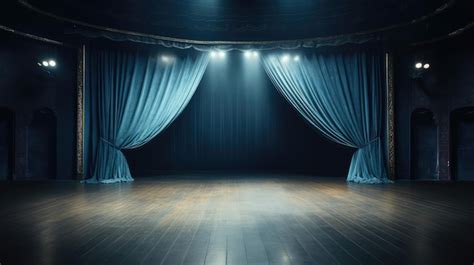 Premium AI Image | Theater stage with blue curtains and spotlights