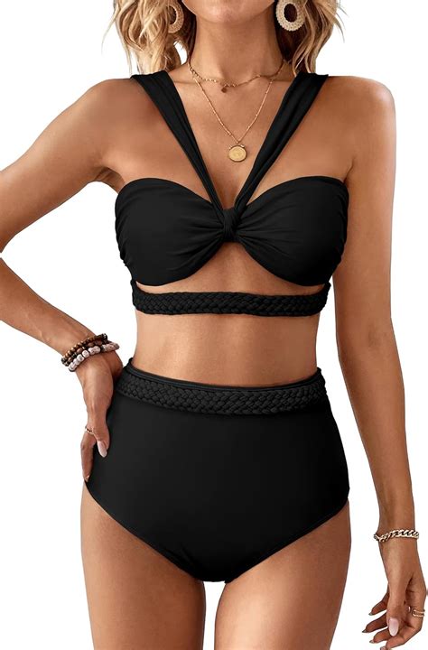 Amazon Sporlike Sporlikewomen High Waisted Bikini Braided Swimsuit