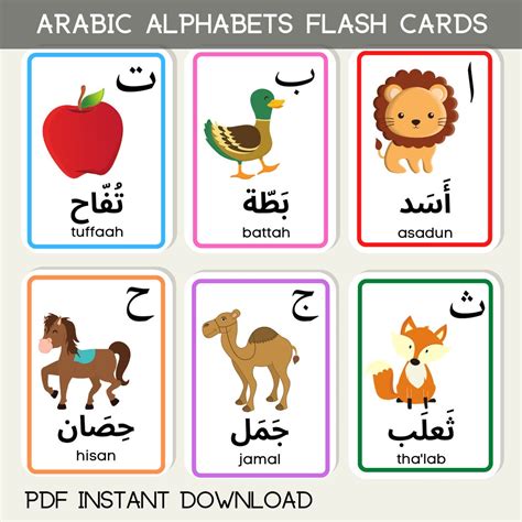 Arabic Alphabet Educational Flash Cards Learning Islamic Quran Tajwid Muslim Children First ...