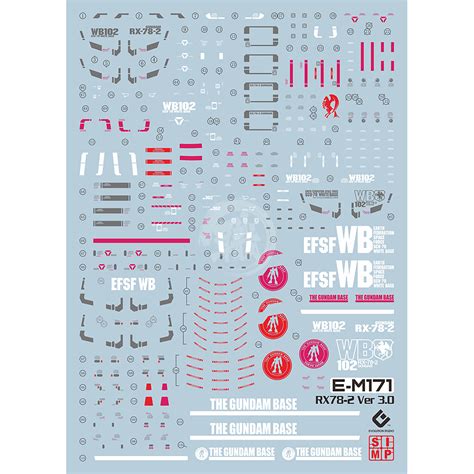 Mg Rx 78 Gundam 30 Waterslide Decals Uv Shokuningunpla