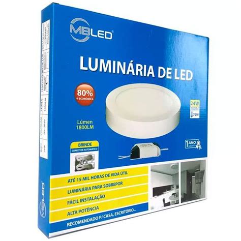 Lumin Ria Led Painel Redonda Sobrepor W K Mbled Plafon