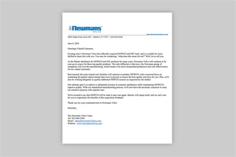 Press Release Newmans Valve