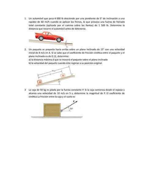 Tarea Trabajo Impulso Un Autom Vil Que Pesa Lb