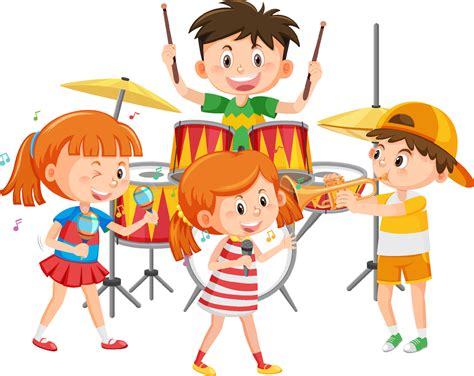 Group of children music band 7252388 Vector Art at Vecteezy