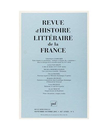 Revue D Histoire Litteraire De La France N Revue Hist Litt