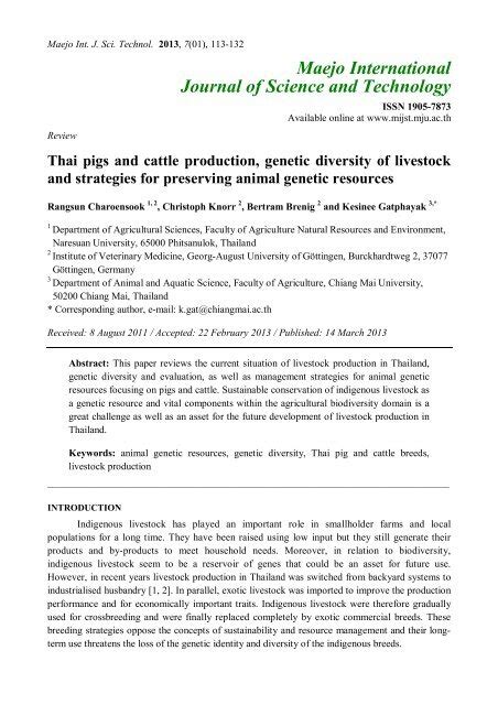 Thai Pigs And Cattle Production Genetic Diversity Of Livestock And