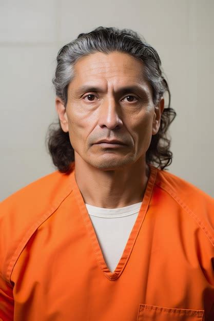 Premium Photo | Mugshot of middle aged native american male prisoner in ...