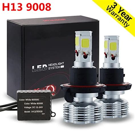 H Hi Lo Led Headlight Bulbs Conversion Kit Cob Led Chips W