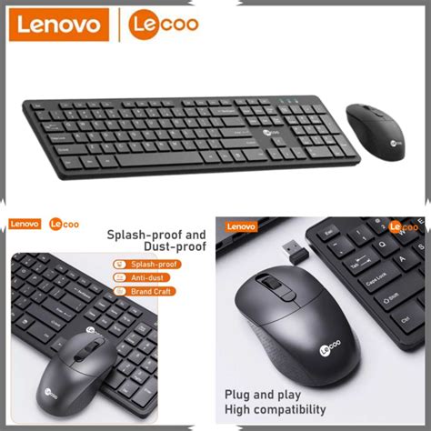 Cod Lenovo Lecoo Keyboard Mouse Combo Set Wireless Keyboard Dan Mouse