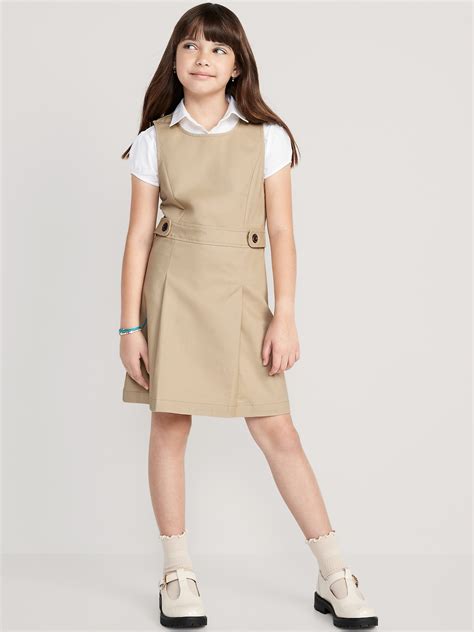 Old Navy Sleeveless School Uniform Dress for Girls beige - 658073002