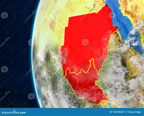 Former Sudan On Globe From Space Stock Illustration Illustration Of