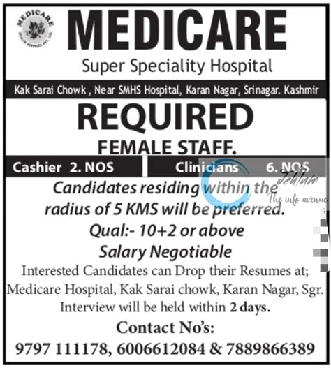 Medicare Super Speciality Hospital Srinagar Jobs Jehlum The