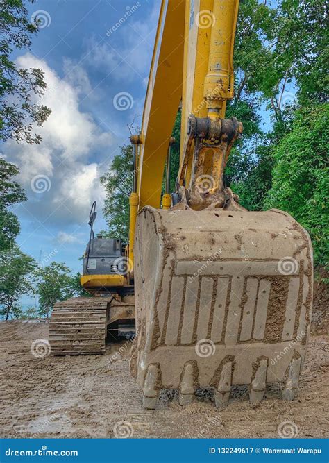 Dozer Working At Construction Site Bulldozer For Land Clearing