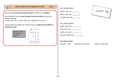 CM2 ADDITIONNER DES NOMBRES ENTIERS