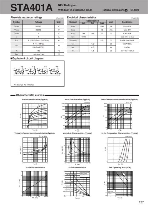 Sta A Datasheet Npn Darlington With Built In Avalanche Diode