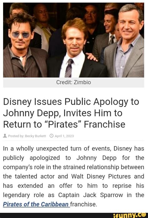 Credit Zimbio Disney Issues Public Apology To Johnny Depp Invites Him