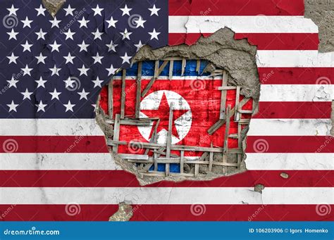 Flag of United States and North Korea. Editorial Photo - Image of ...