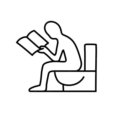 Premium Vector Man Sitting In Toilet And Reading Magazine Icon Hand Drawn Vector Illustration