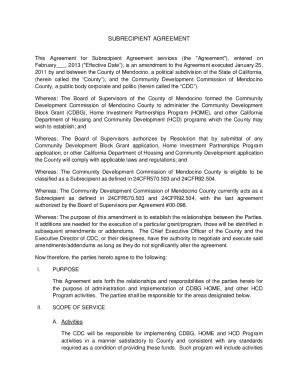 Fillable Online Subrecipient Agreement Between The County Of Los