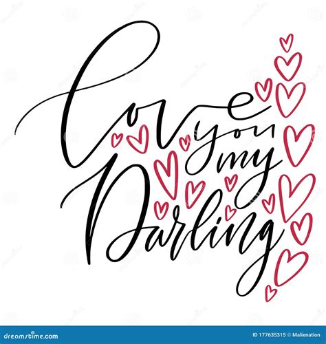 Love You My Darling Modern Calligraphy For Greeting Card Design