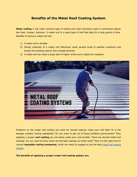 Benefits of the Metal Roof Coating System by Dashawn Smith - Issuu