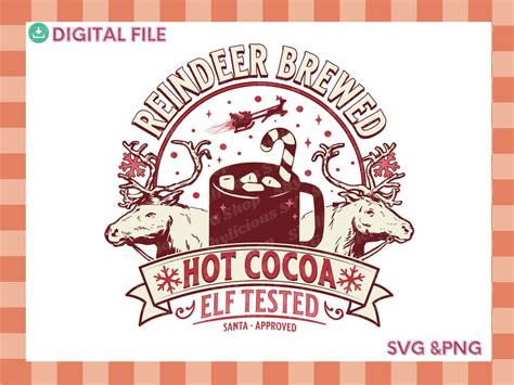 Hot Cocoa Svg Cute Christmas Png Hot Chocolate Svg Trendy Christmas Svg Reindeer Svg Retro
