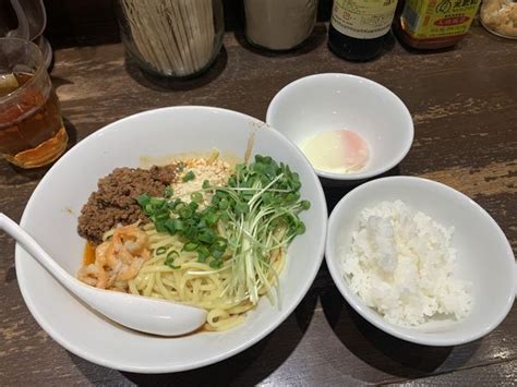 『温玉日式汁なし坦々麺 ¥1000 半ライス ¥50』六坊担担面のレビュー ラーメンデータベース