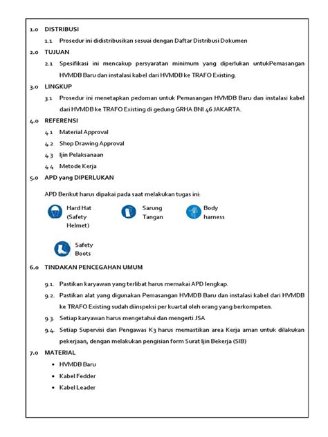 Bni Metode Pekerjaan Penggantian Panel Hvmdb Dan Trafo Pdf