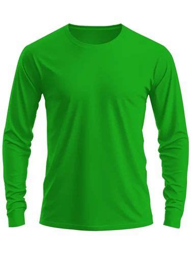 Plain Men Green Cotton Full Sleeve T Shirt Round Neck At Rs 250 In