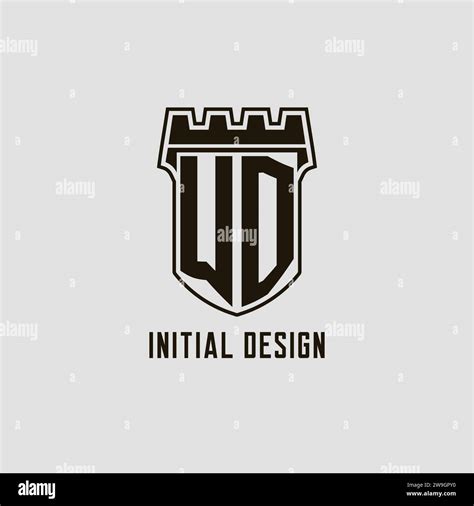 Monogram Wd With Shield Fortress Logo Design Style Vector Graphic Stock