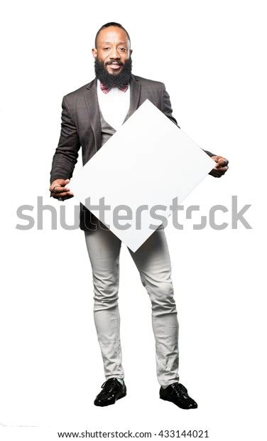 Full Body Black Man Holding Banner Stock Photo Shutterstock