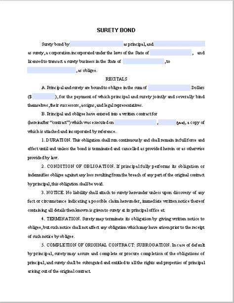 Sample Surety Bond Free Fillable Pdf Forms