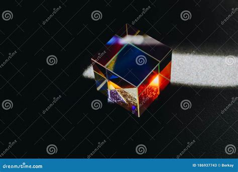 Colorful Bright Glass Prism Cube Refracting Light In Vivid Rainbow