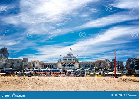 The Hotel Kurhaus with Beach in Scheveningen Stock Photo - Image of ...