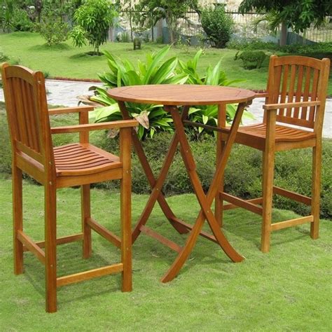 Costway 3 PCS Outdoor Patio Bar Table Stool Set Height Tempered Glass