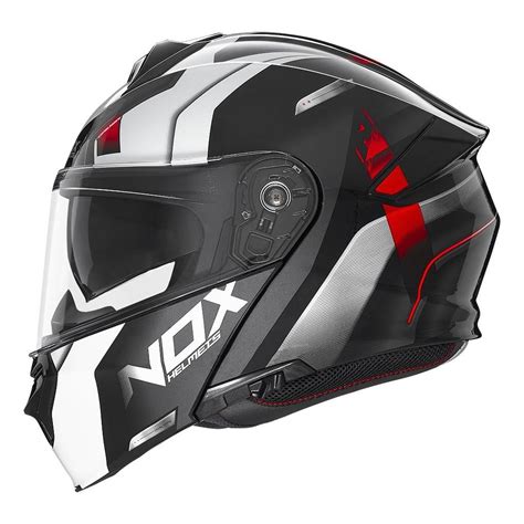 Casque Modulable Nox N Cruzr Blanc Rouge Casque Modulable Sur La