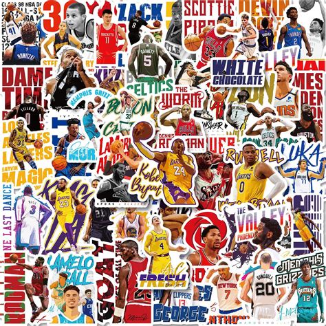 Pack Nba Series Sticker Set Kobe Bryant Basketball Team Logos