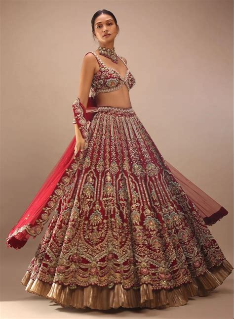 Dark Red Lehenga Lehenga Wedding Bridal Heavy Lehenga Gowns