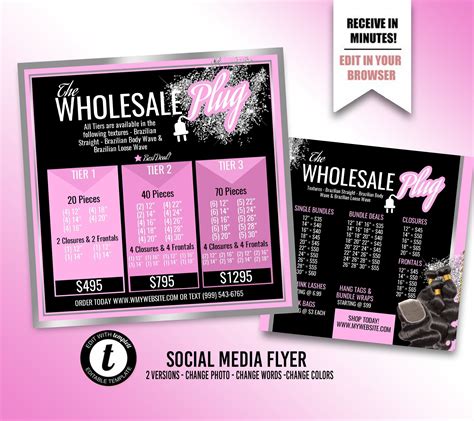 Wholesale Flyer Pricelist Flyer Templett Diy Edit Today Etsy Flyer