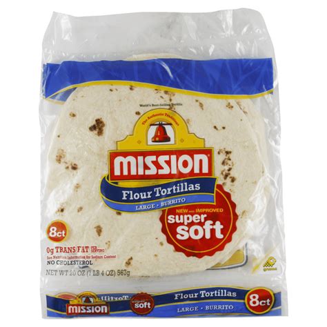 MISSION FLOUR BURRITO TORTILLA LARGE 8COUNT 20OZ