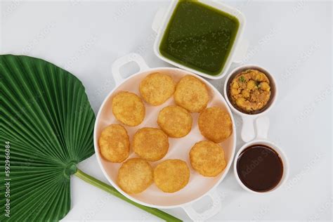 Desi Indian Street Food Called Golgappe Or Pani Puri Famous Indian