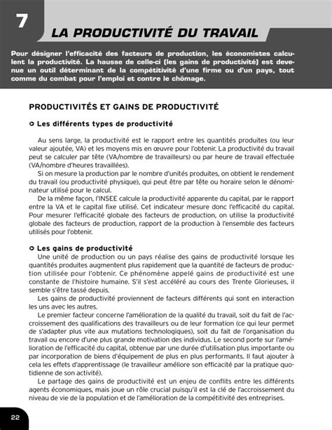 La Productivite Du Travail