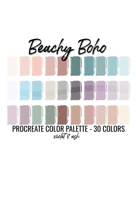 Beachy Boho Procreate Palette Color Chart Boho Procreate Etsy Beach