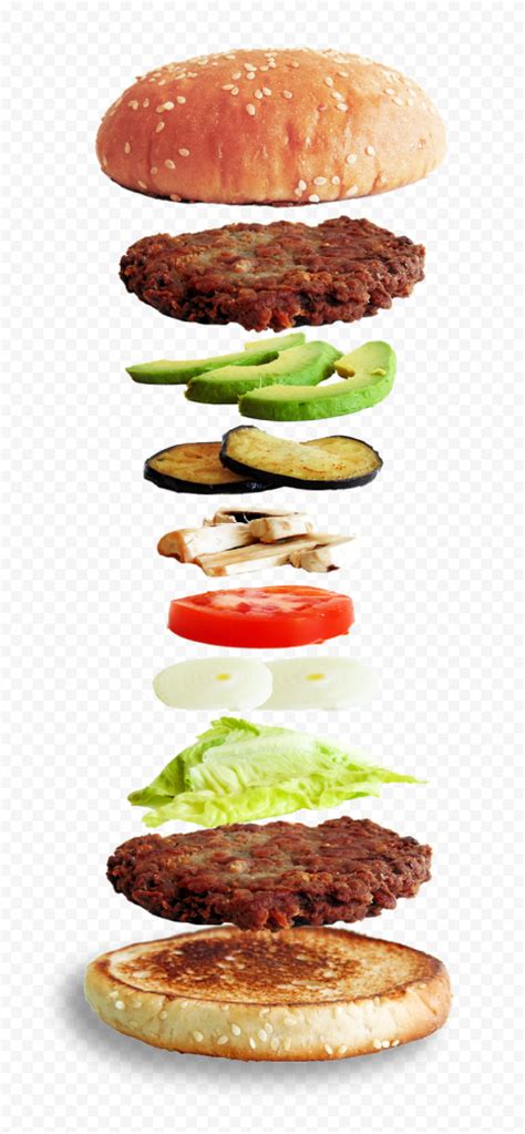 Double Patties Veggie Burger Layers HD PNG | Citypng